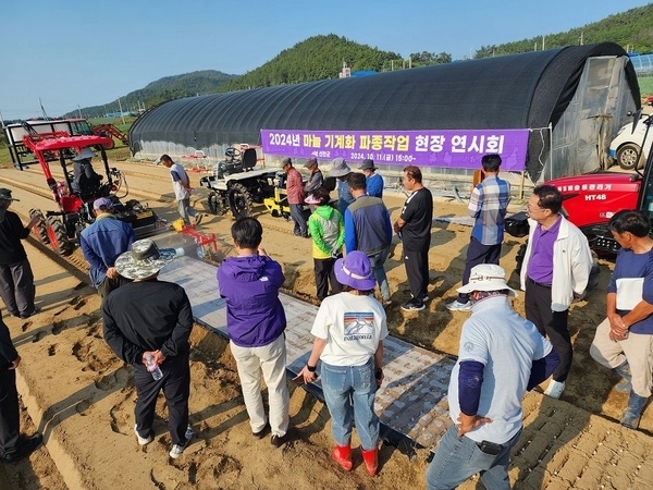 신안군, 마늘 전 과정 기계화 본격 추진..'마늘 파종기계 8종 현장 시연'1